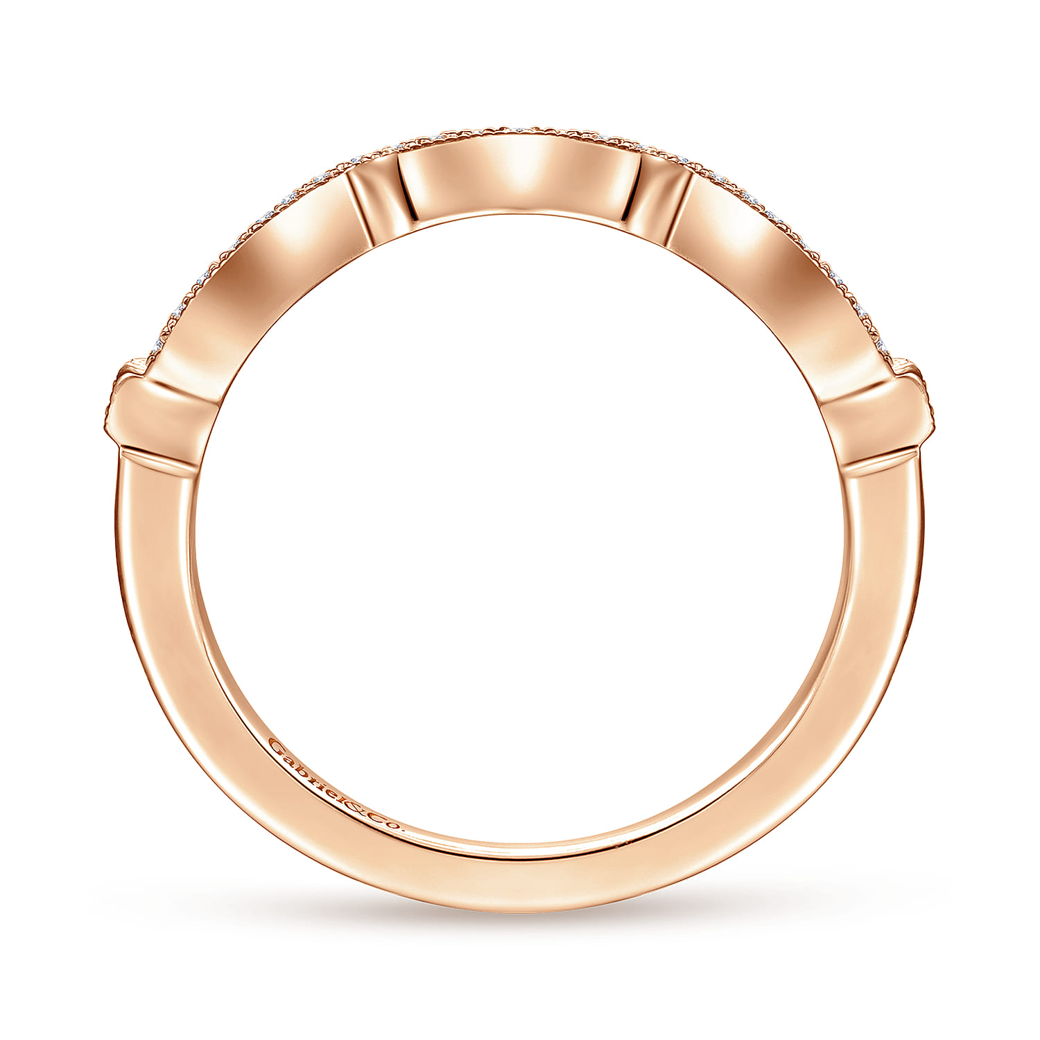 14K Rose Gold Matching Diamond Wedding Band - 0.08 ct - Shot 2