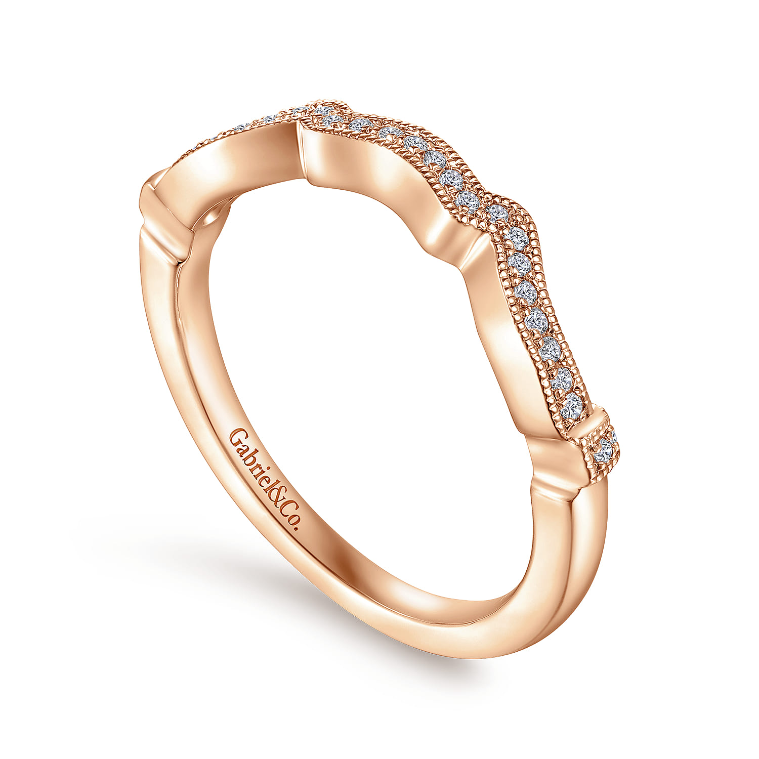 14K Rose Gold Matching Diamond Wedding Band - 0.08 ct - Shot 3