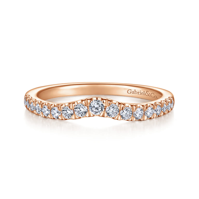 14K Rose Gold Matching Diamond Wedding Band - 0.26 ct - Shot 1