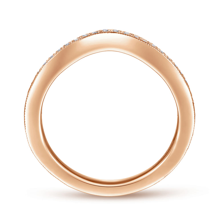 14K Rose Gold Matching Diamond Wedding Band - 0.1 ct - Shot 2