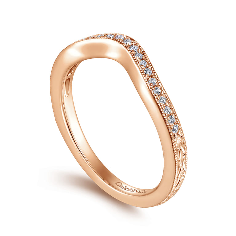 14K Rose Gold Matching Diamond Wedding Band - 0.1 ct - Shot 3
