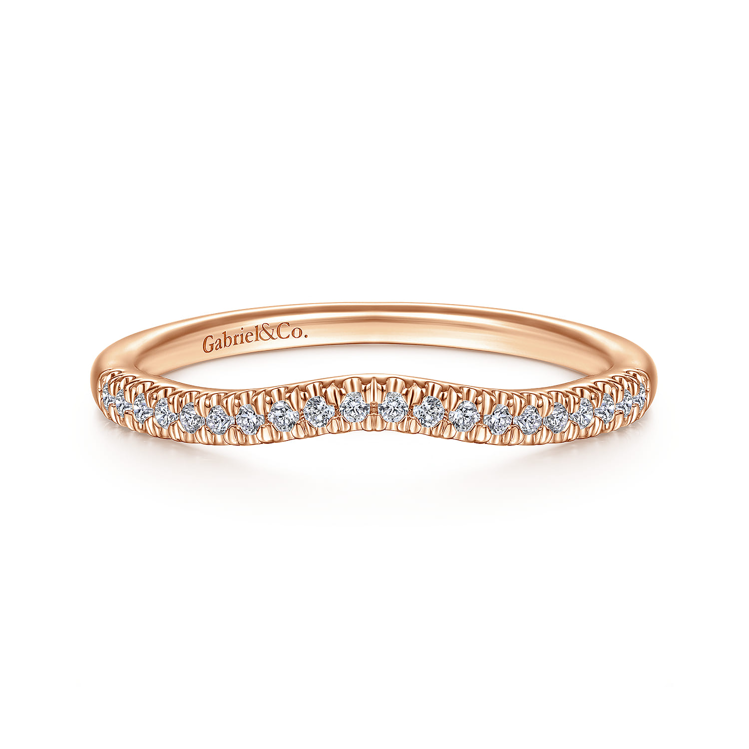14K Rose Gold Matching Diamond Wedding Band - 0.13 ct - Shot 1