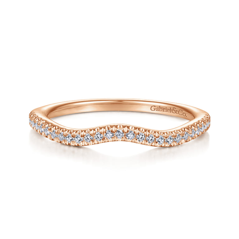 14K Rose Gold Matching Diamond Wedding Band - 0.13 ct - Shot 1
