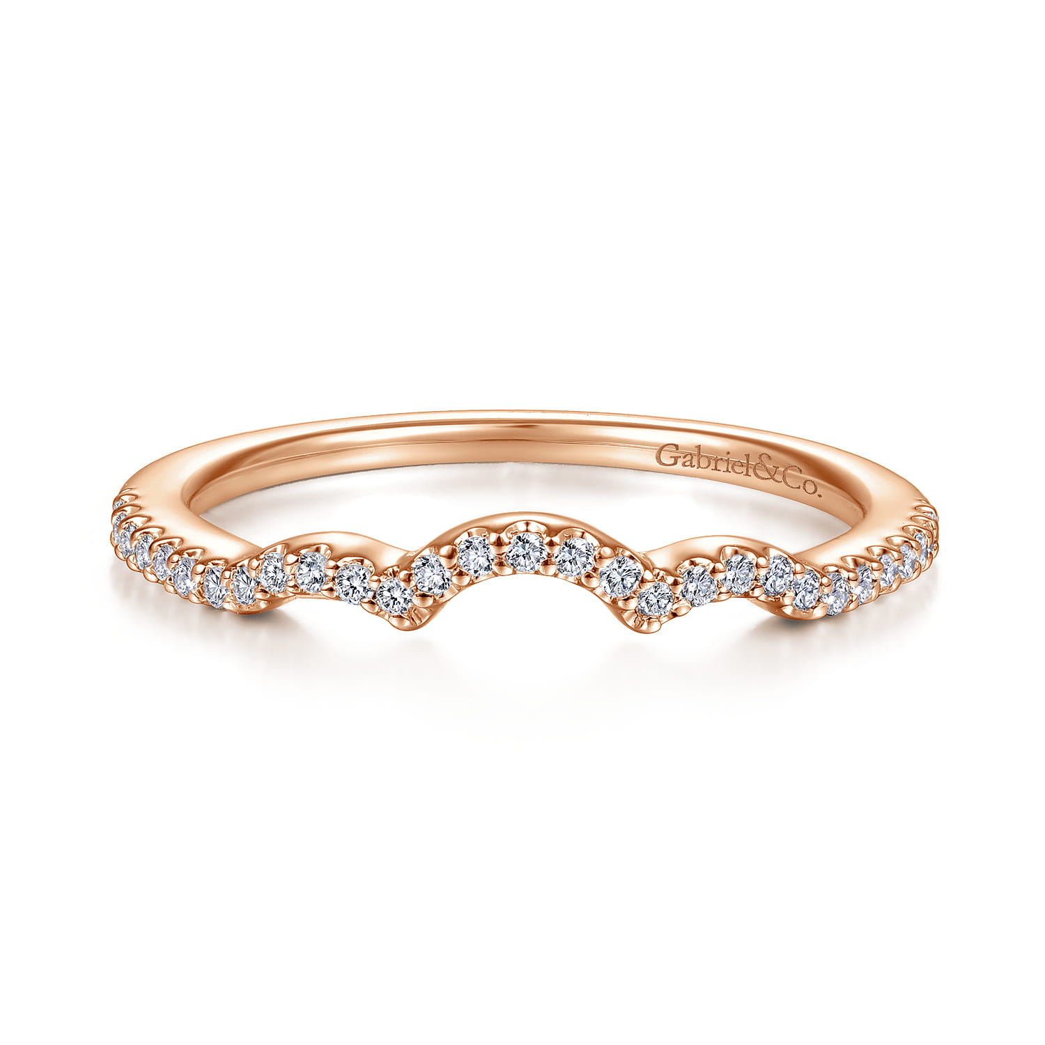 14K Rose Gold Matching Diamond Wedding Band - 0.14 ct - Shot 1