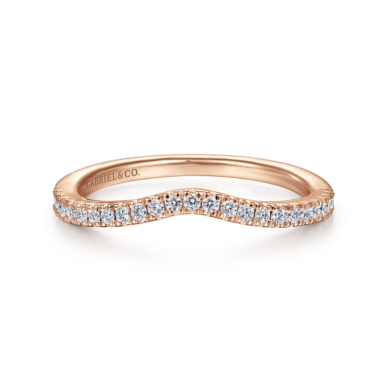 14K Rose Gold Matching Diamond Wedding Band - 0.18 ct - Shot 1