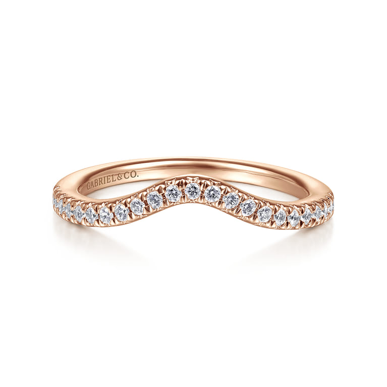 14K Rose Gold Matching Diamond Wedding Band - 0.19 ct - Shot 1