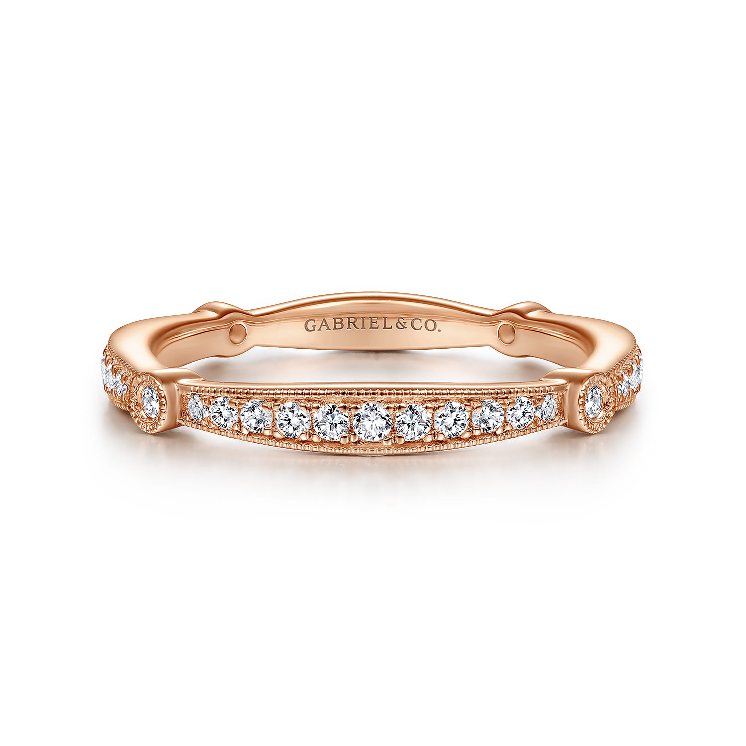 14K Rose Gold Matching Diamond Wedding Band - 0.27 ct - Shot 1