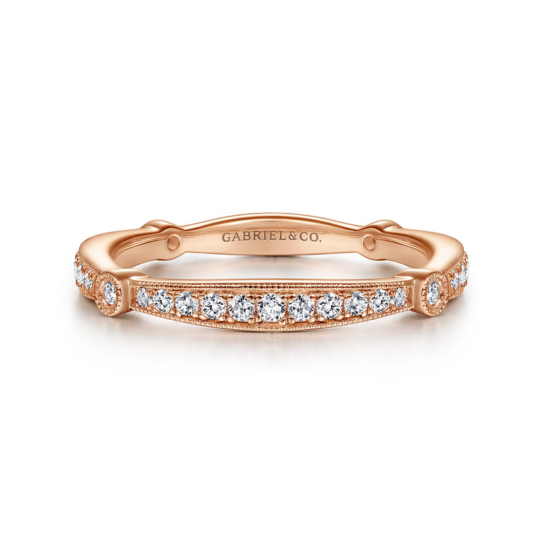 14K Rose Gold Matching Diamond Wedding Band - 0.27 ct - Shot 1