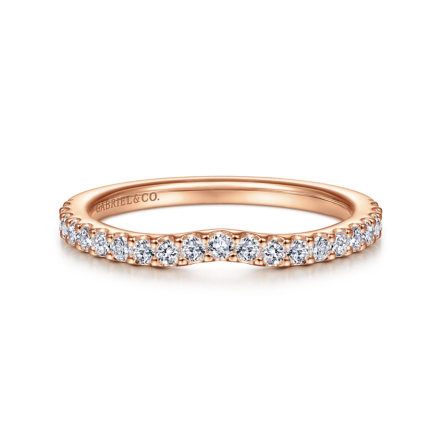 14K Rose Gold Matching Diamond Wedding Band - 0.3 ct - Shot 1