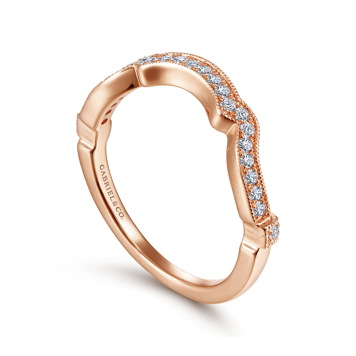 14K Rose Gold Matching Diamond Wedding Band - 0.18 ct - Shot 3