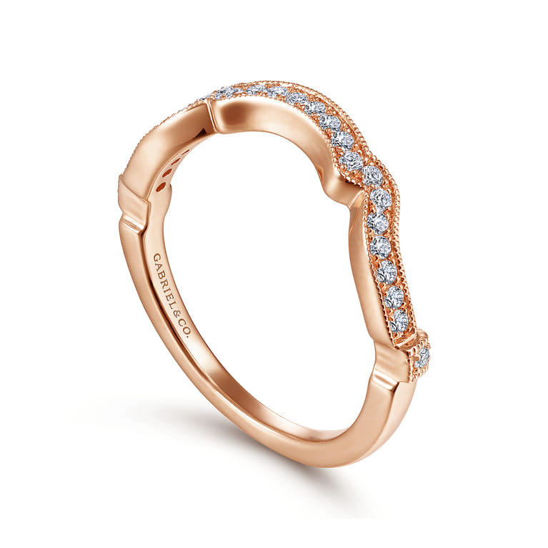 14K Rose Gold Matching Diamond Wedding Band - 0.18 ct - Shot 3