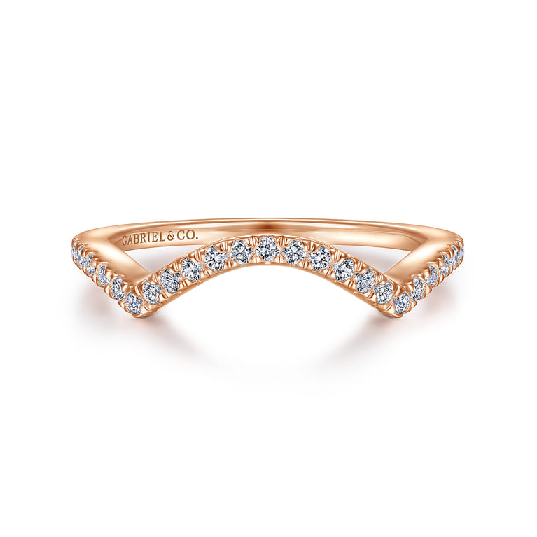 14K Rose Gold Matching Diamond Wedding Band - 0.2 ct - Shot 1