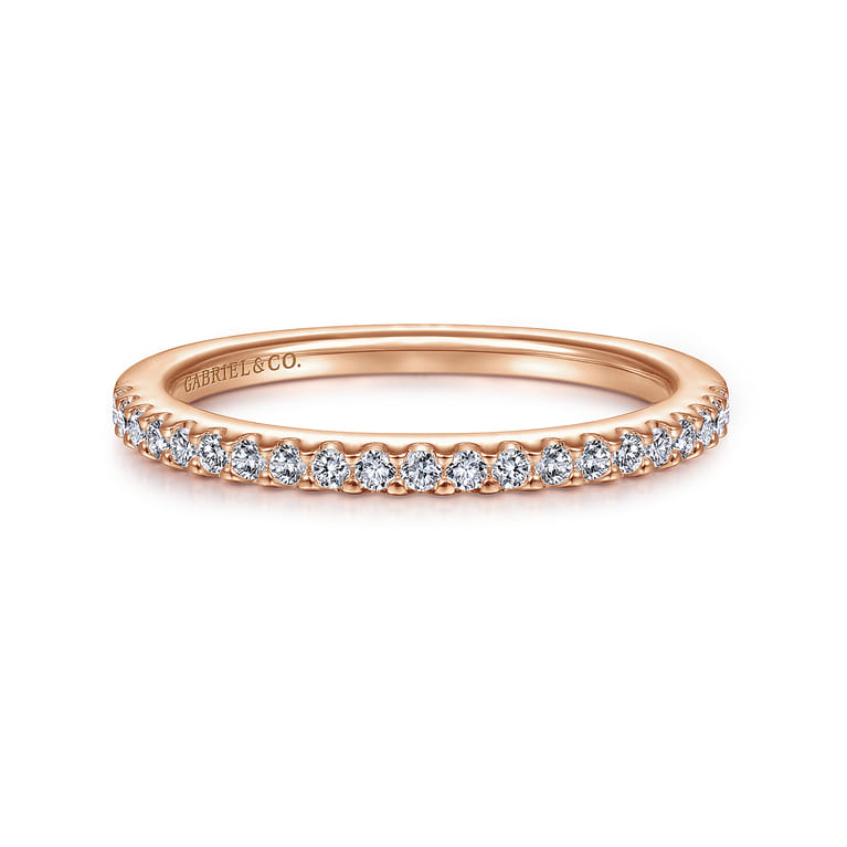 14K Rose Gold Matching Diamond Wedding Band - 0.22 ct - Shot 1
