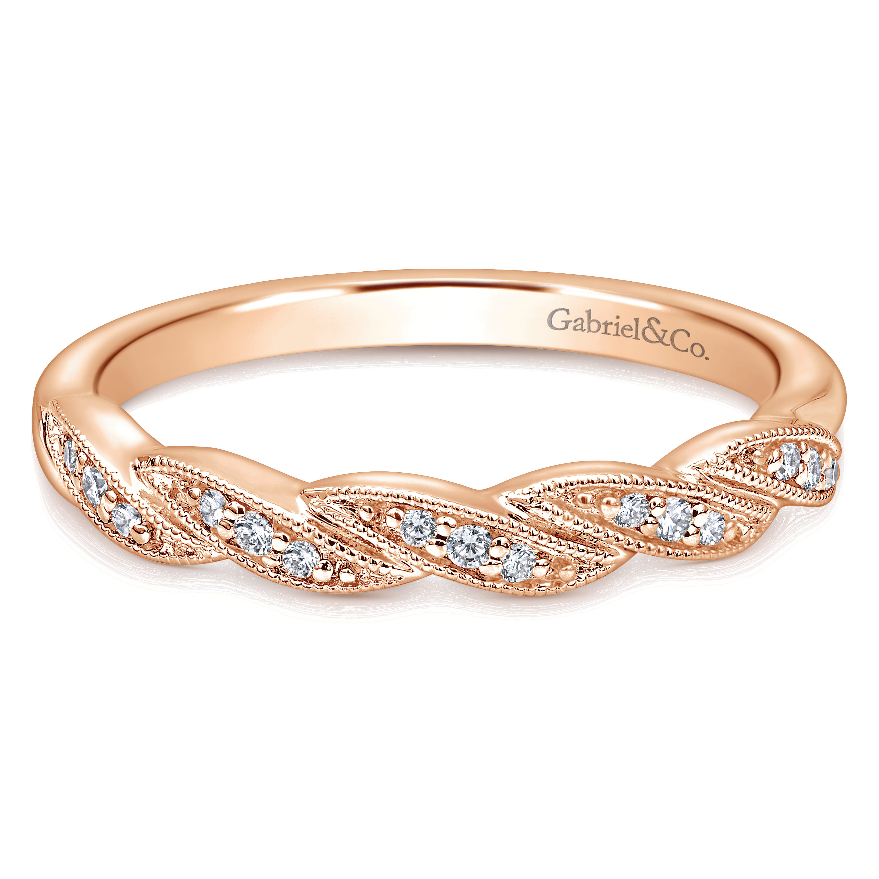 14K Rose Gold Matching Wedding Band - 0.05 ct - Shot 1