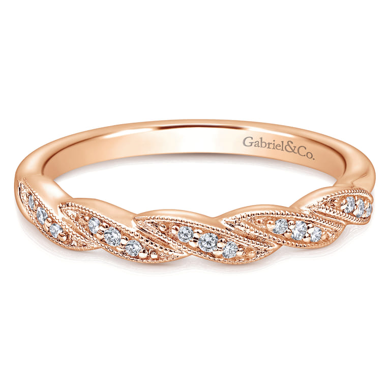 14K Rose Gold Matching Wedding Band - 0.05 ct - Shot 1