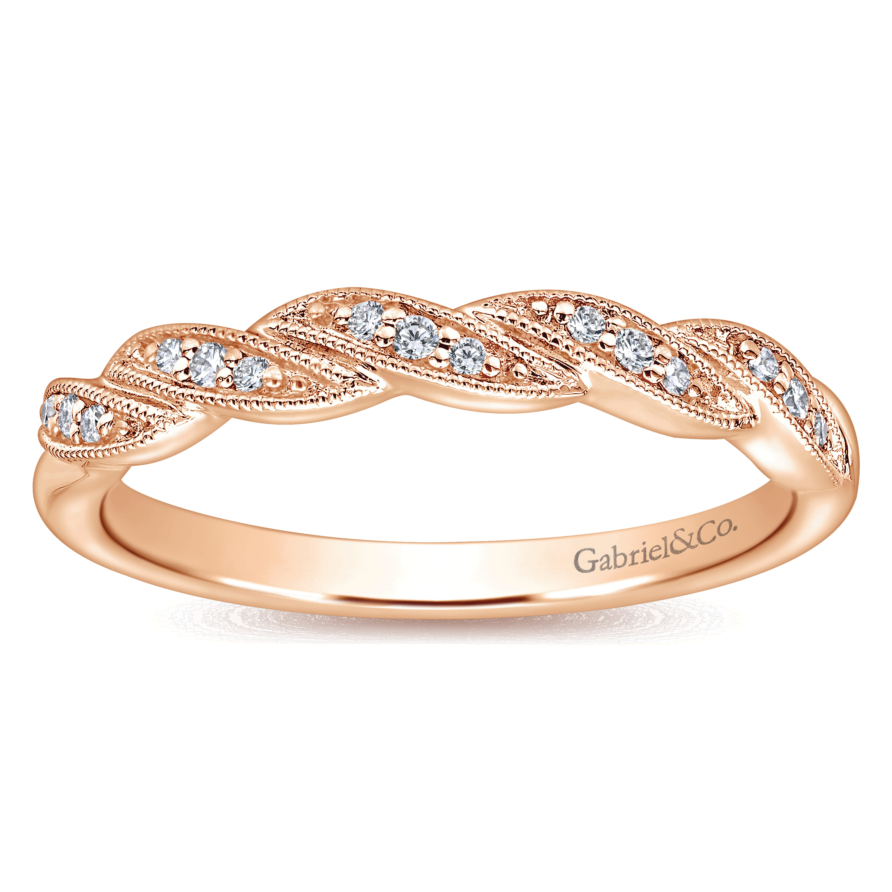 14K Rose Gold Matching Wedding Band - 0.05 ct - Shot 4