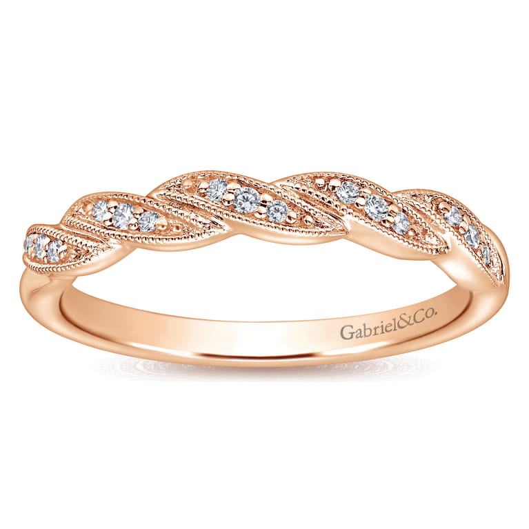 14K Rose Gold Matching Wedding Band - 0.05 ct - Shot 4