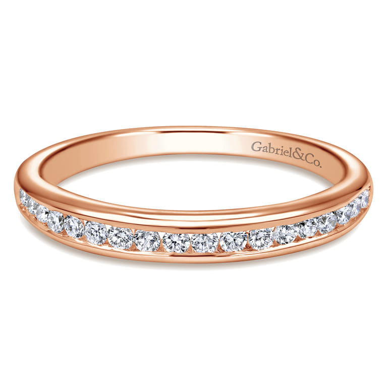 14K Rose Gold Matching Wedding Band - 0.25 ct - Shot 1
