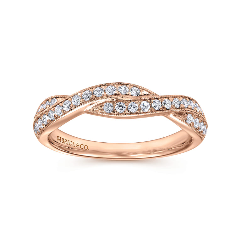 14K Rose Gold Matching Wedding Band - 0.25 ct - Shot 5
