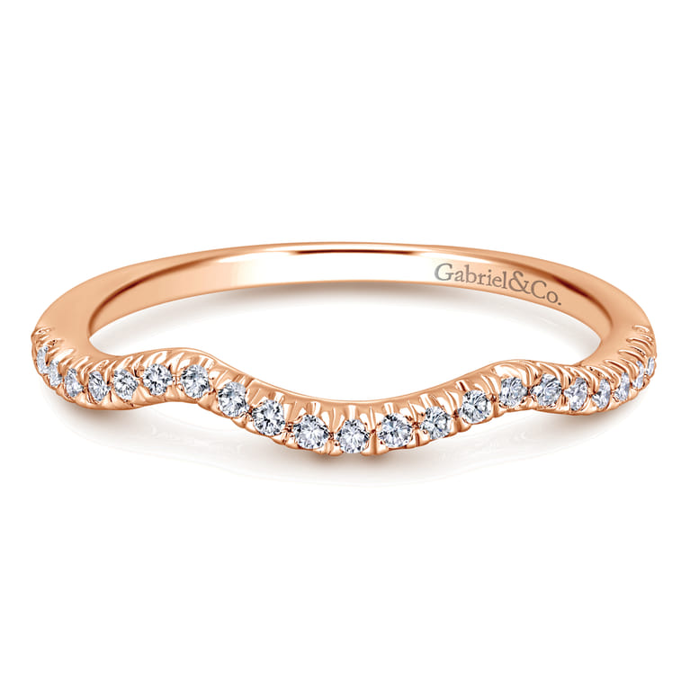 14K Rose Gold Matching Wedding Band - 0.15 ct - Shot 1