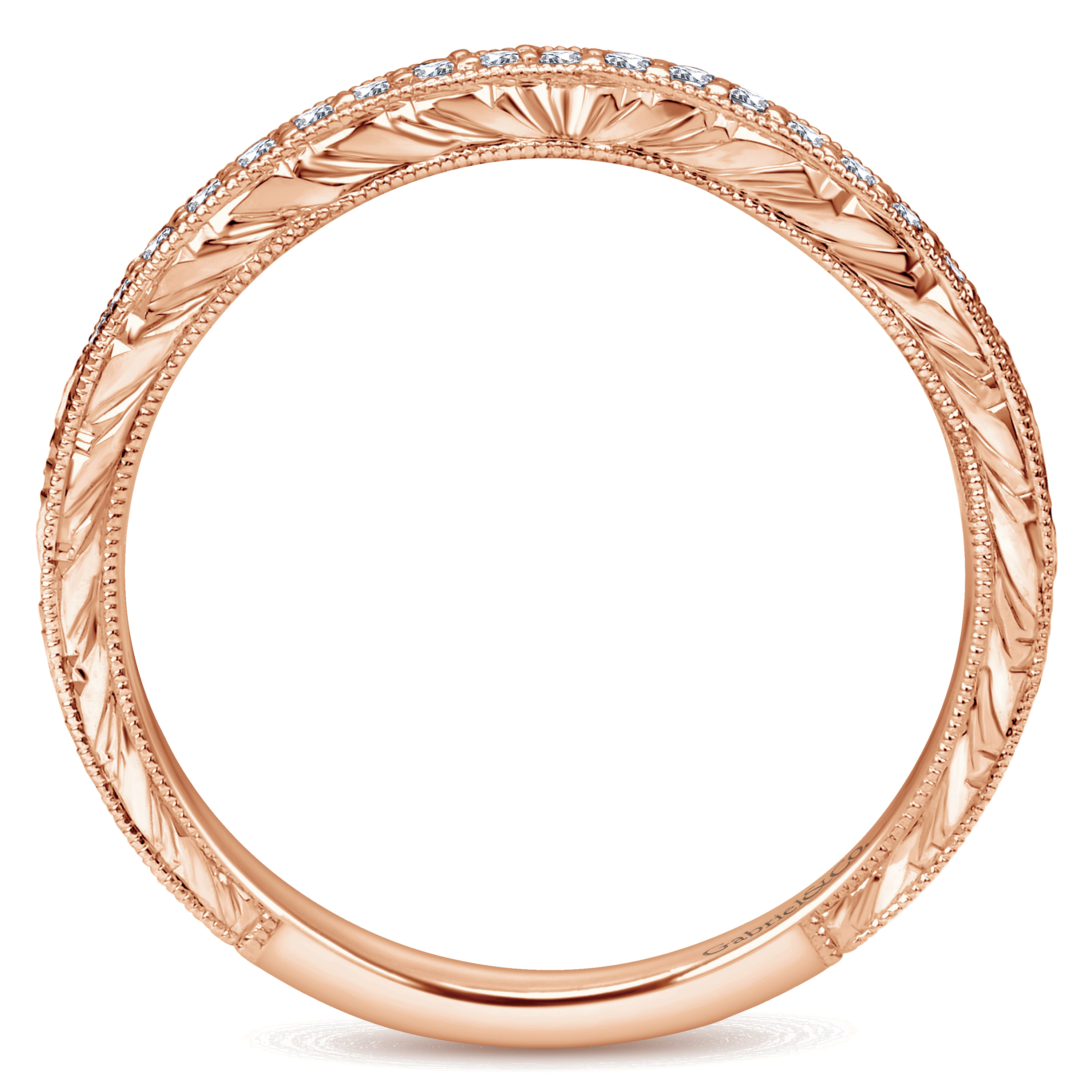 14K Rose Gold Matching Wedding Band - 0.12 ct - Shot 2