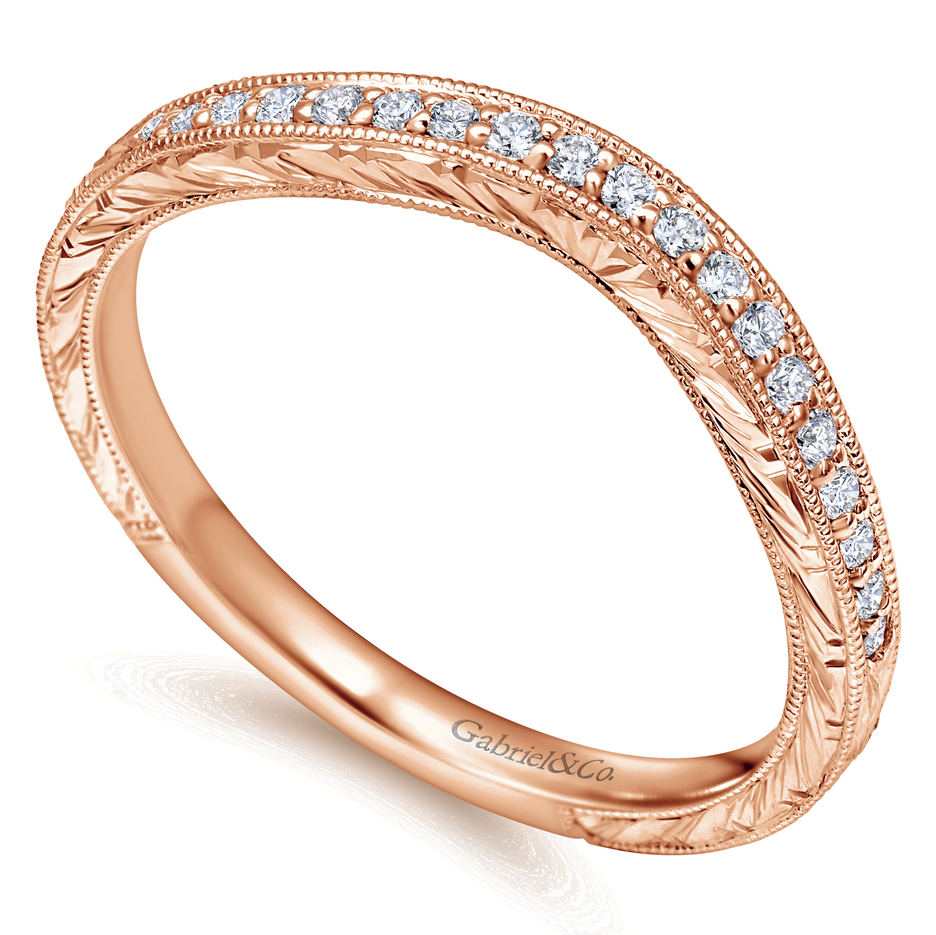 14K Rose Gold Matching Wedding Band - 0.12 ct - Shot 3