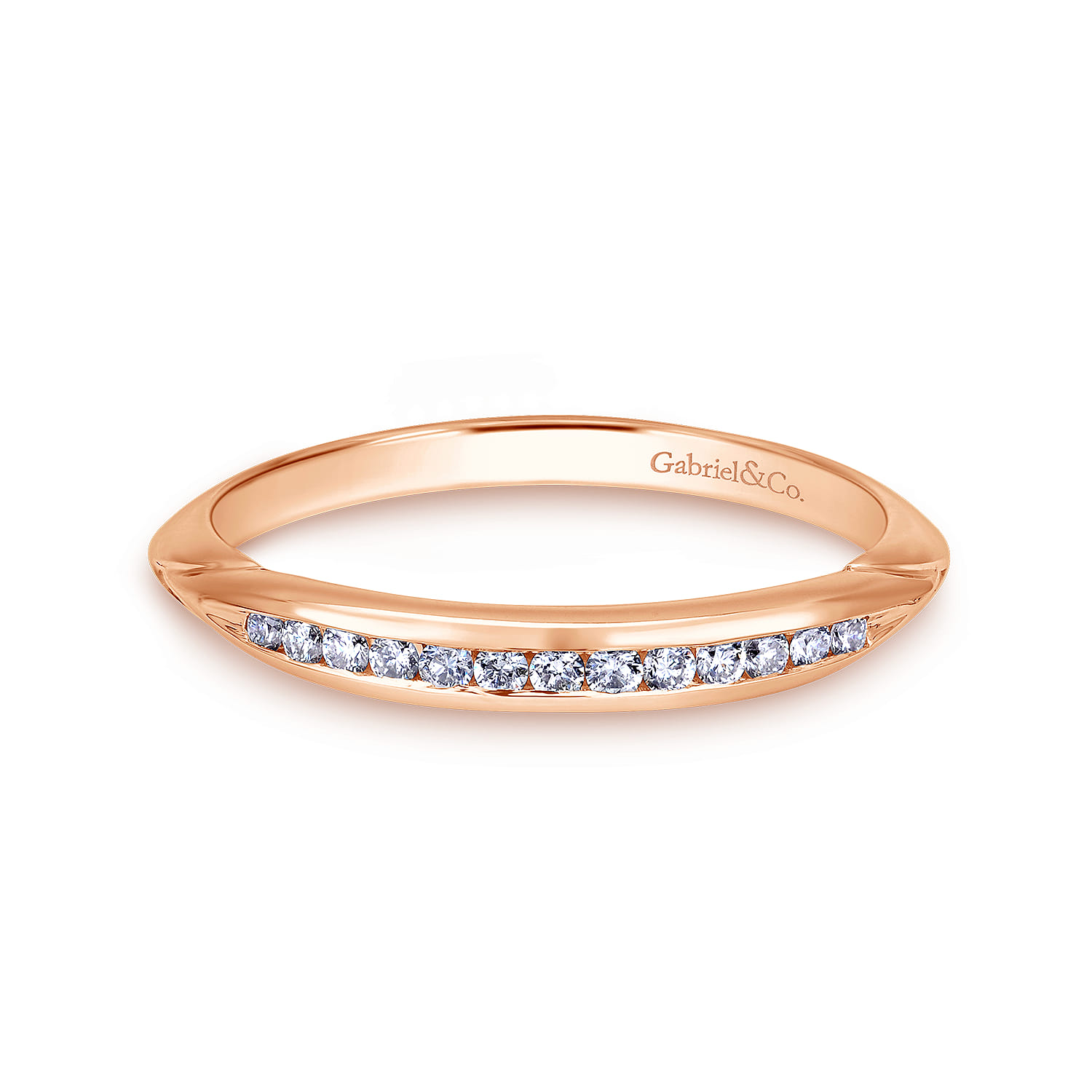 14K Rose Gold Matching Wedding Band - 0.12 ct - Shot 1