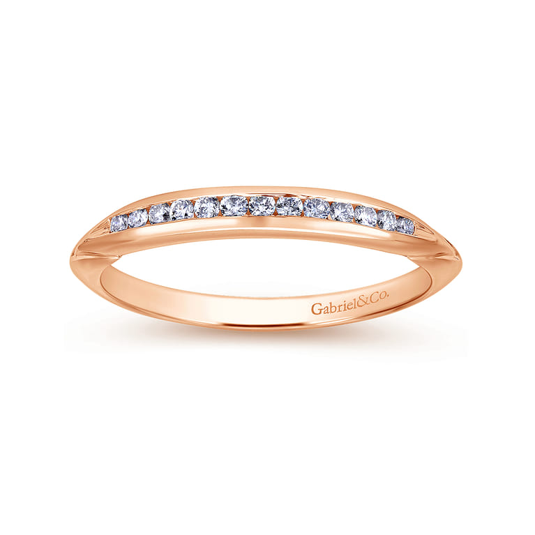 14K Rose Gold Matching Wedding Band - 0.12 ct - Shot 5