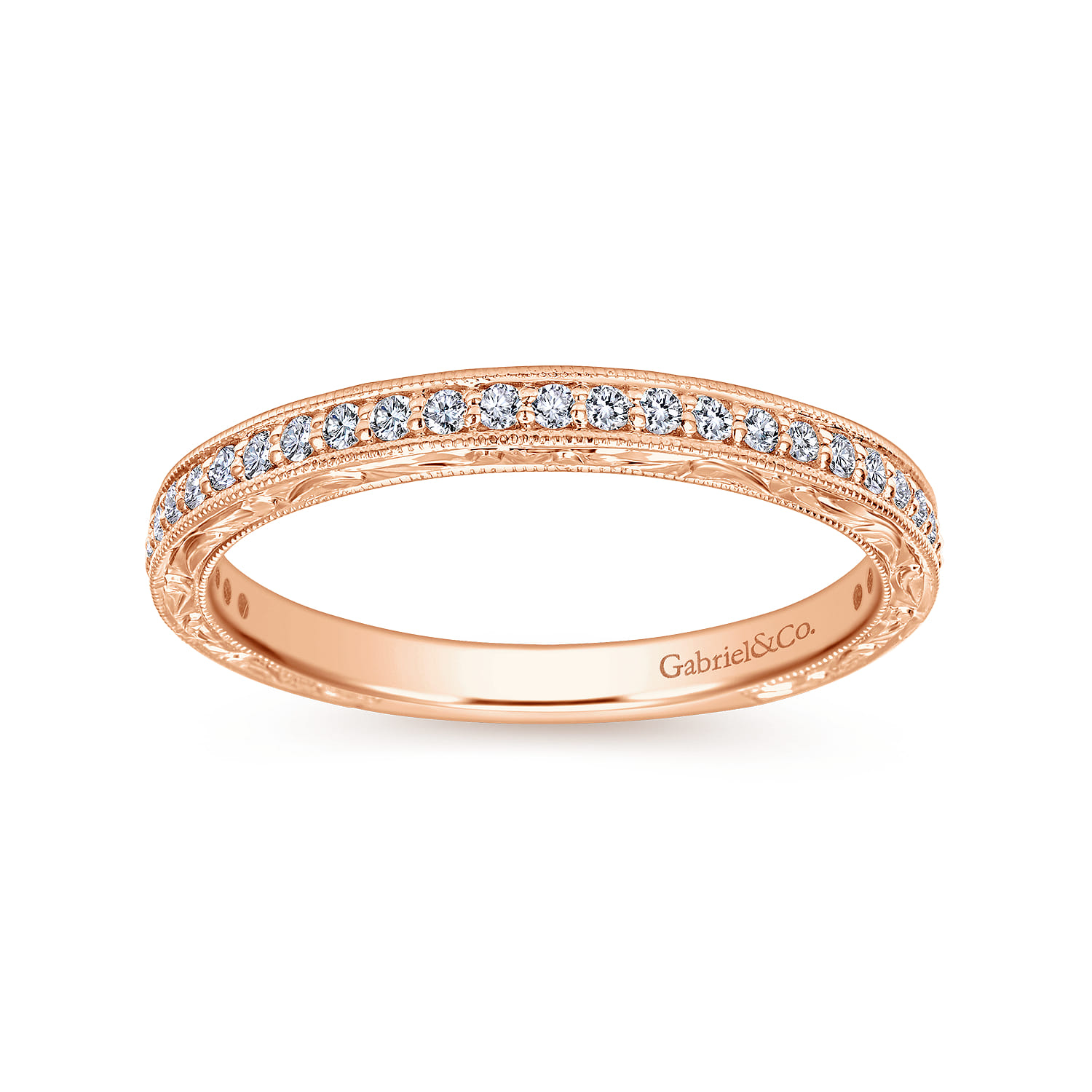 14K Rose Gold Matching Wedding Band - 0.25 ct - Shot 5