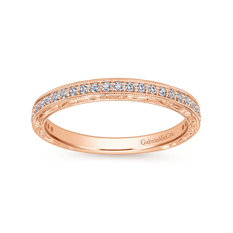 14K Rose Gold Matching Wedding Band - 0.25 ct - Shot 5