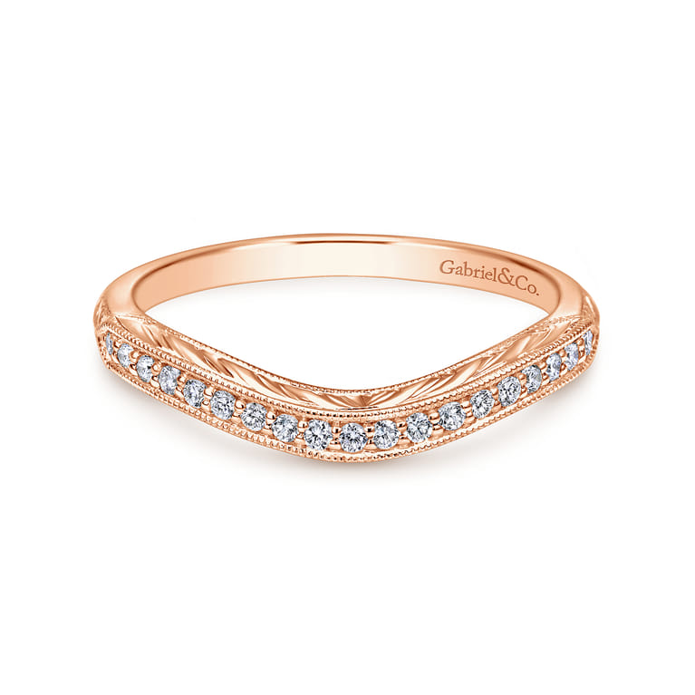 14K Rose Gold Matching Wedding Band - 0.1 ct - Shot 1