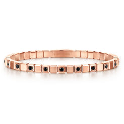 14K Rose Gold Mens Bangle with Black Diamond
