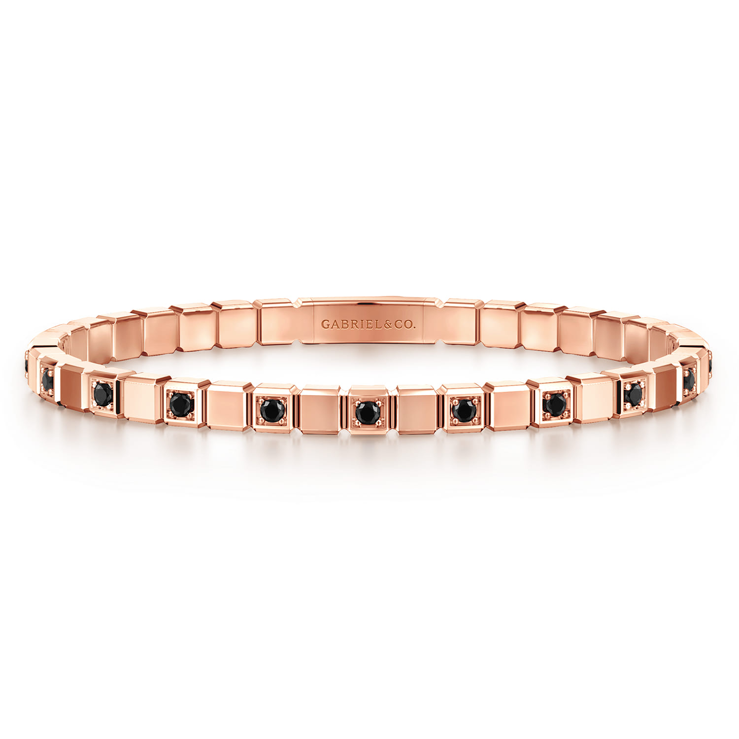 14K Rose Gold Mens Bangle with Black Diamond - 1.3 ct - Shot 1