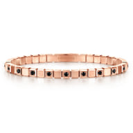 14K Rose Gold Mens Bangle with Black Diamond