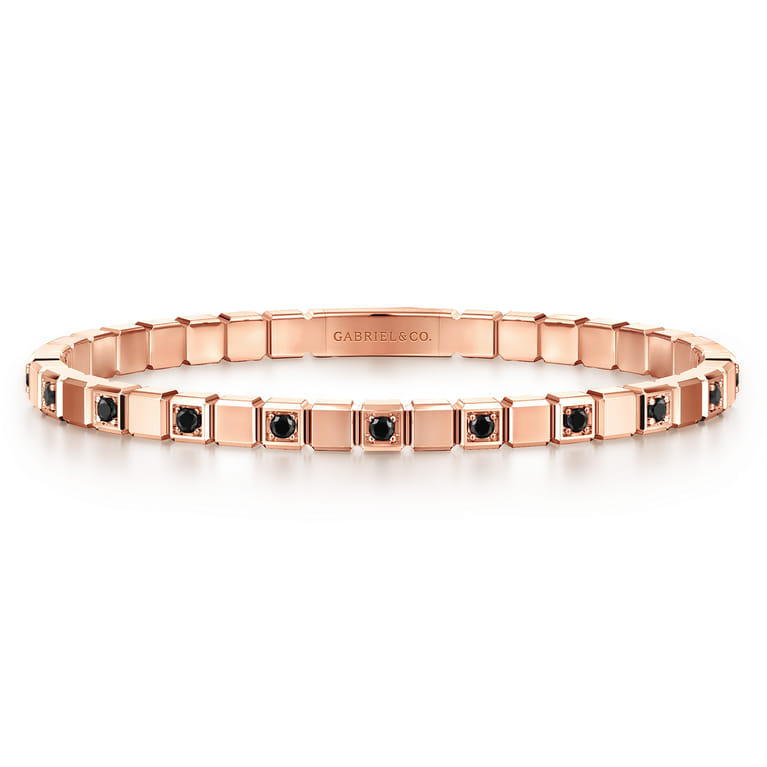 14K Rose Gold Mens Bangle with Black Diamond - 1.2 ct - Shot 1