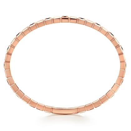 14K Rose Gold Mens Bangle with Black Diamond
