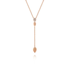 14K Rose Gold Multi Teardrop Y Necklace with Diamonds