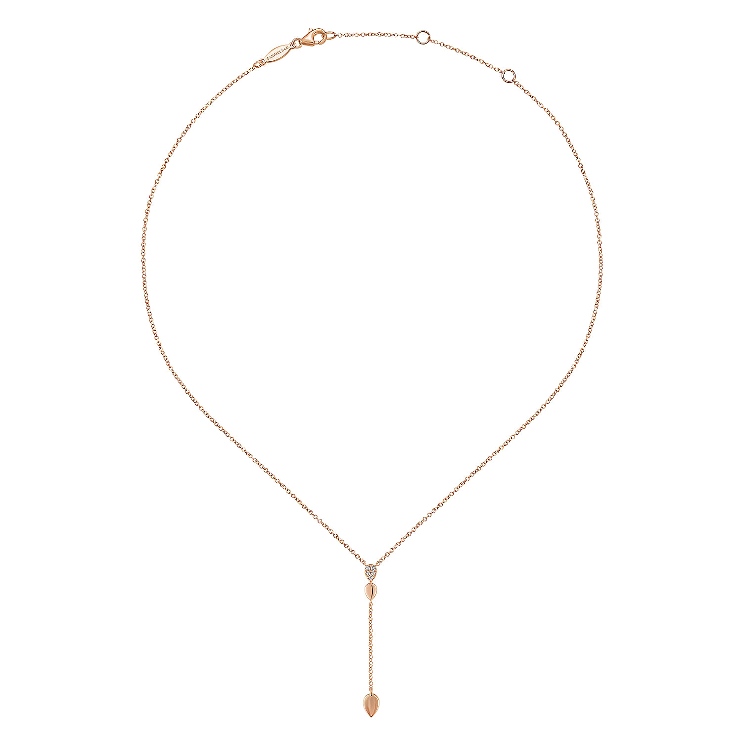 14K Rose Gold Multi Teardrop Y Necklace with Diamonds @ $750
