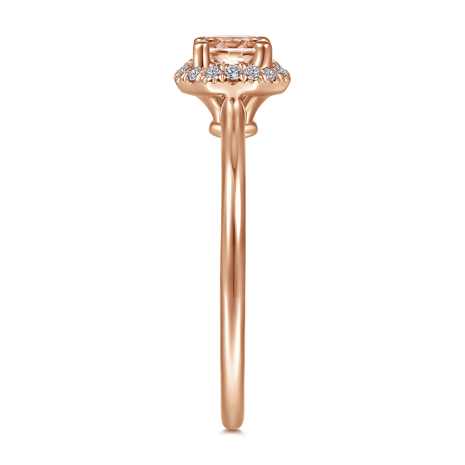 14K Rose Gold Octagonal Diamond Halo Round Morganite Ring - 0.09 ct - Shot 4