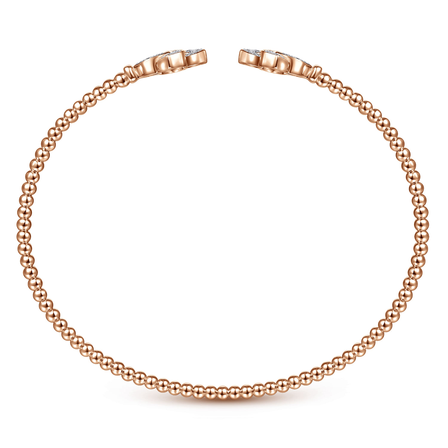 14K Rose Gold Open Bangle with Diamond Flowers - 0.23 ct - Shot 3