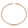 14K Rose Gold Open Bangle with Diamond Flowers - 0.23 ct