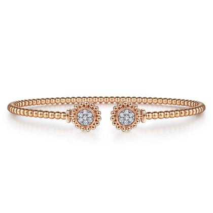 14K Rose Gold Open Bangle with Pav¿ª Diamond Circles