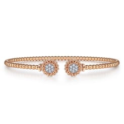 14K Rose Gold Open Bangle with Pave Diamond Circles