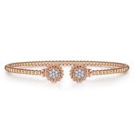 14K Rose Gold Open Bangle with Pave Diamond Circles