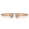 14K Rose Gold Open Bangle with Pave Diamond Circles - 0.18 ct