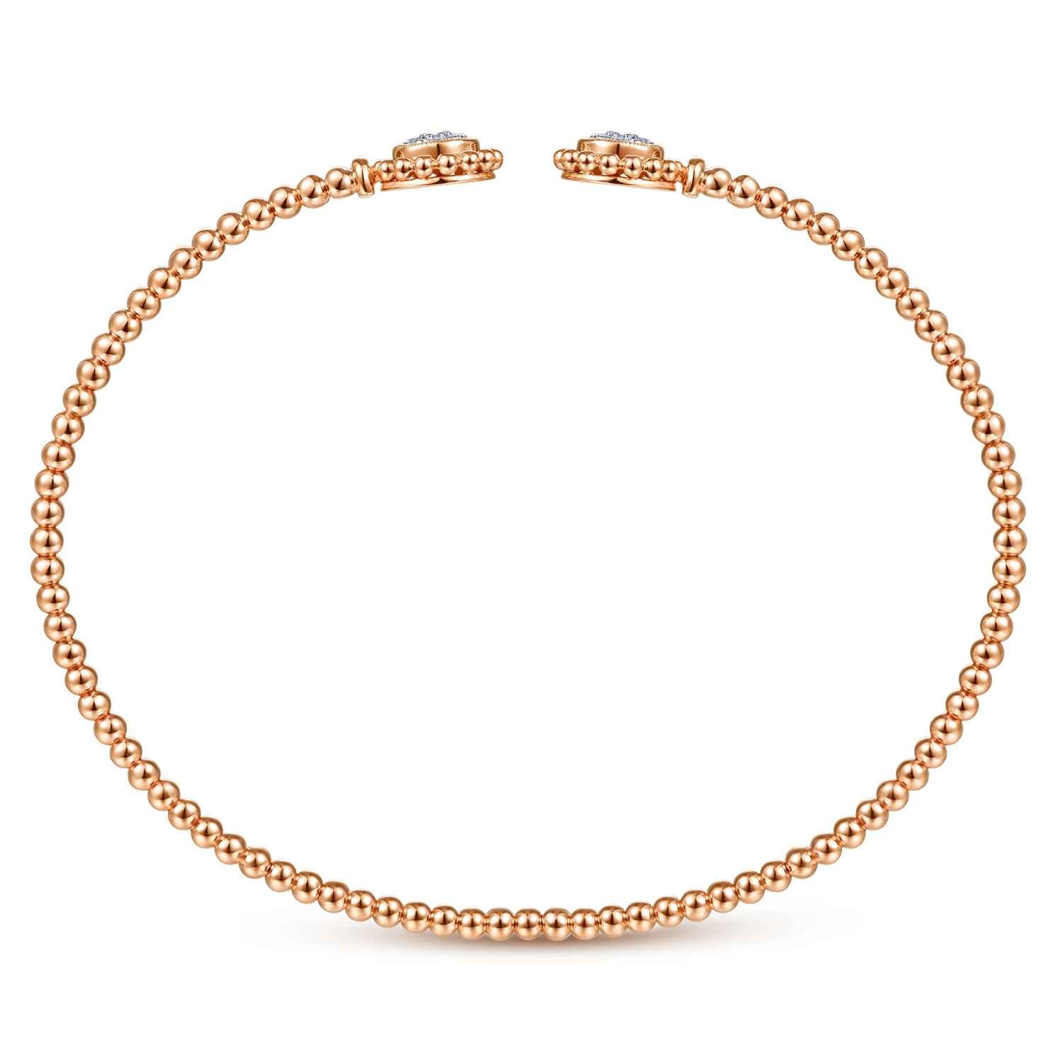 14K Rose Gold Open Bangle with Pave Diamond Circles - 0.18 ct - Shot 3