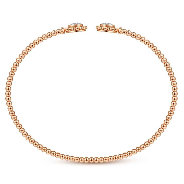 14K Rose Gold Open Bangle with Pave Diamond Circles - 0.18 ct - Shot 3