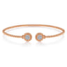 14K Rose Gold Open Bangle with Pave Diamond Circles - 0.18 ct