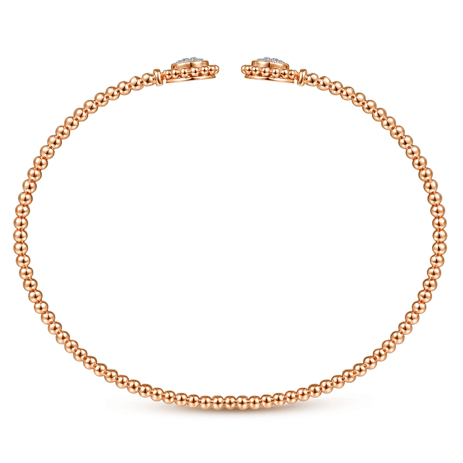 14K Rose Gold Open Bangle with Pave Diamond Circles - 0.18 ct - Shot 3