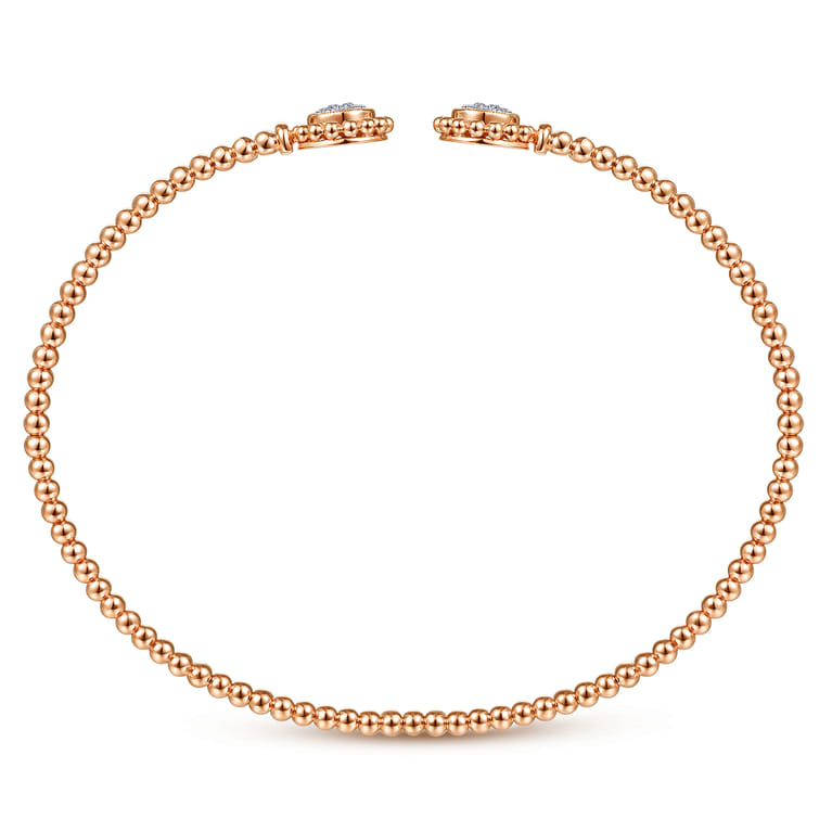 14K Rose Gold Open Bangle with Pave Diamond Circles - 0.18 ct - Shot 3